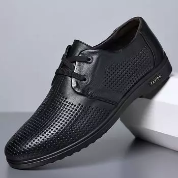 Деловая повседневная обувь из полой кожи. Мужская мягкая и легкая мужская обувь из воловьей кожи с верхним слоем. Туфли с отверстиями из натуральной кожи. Мужская летняя обувь в новом стиле. 38