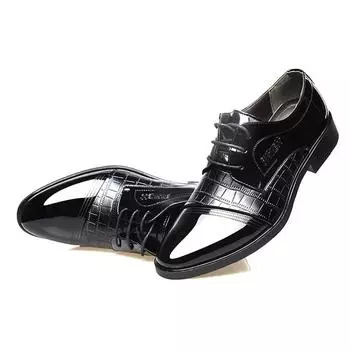 Деловая повседневная обувь Кожаная обувь Англия Дышащие туфли с завязками 38.0 чёрный