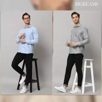 Деловая рубашка Bigreams с длинными рукавами и накладным карманом из 100% хлопка оксфордского плетения Regal, рубашка для офисной одежды S небесно-голубой