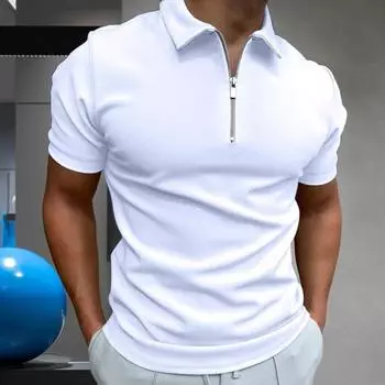 Деловая рубашка с застежкой-молнией и вырезом, рабочая одежда, эластичный мужской летний однотонный тонкий топ, популярный впитывающий пот 2XL чёрный