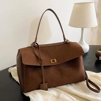 Деловая женская сумка для поездок на работу, сумка-тоут из матовой кожи, большая ручная сумка, сумка через плечо на одно плечо small чёрный