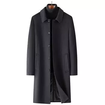 Деловое повседневное шерстяное пальто с длинными лацканами, мужское пальто-тренч, осенне-зимнее новое шерстяное пальто 170 серый
