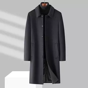 Деловое повседневное шерстяное пальто с длинными лацканами, мужское пальто-тренч, осенне-зимнее новое шерстяное пальто 170 серый