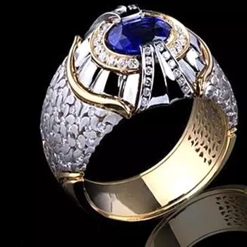 Деловое властное мужское модное обручальное кольцо, роскошные ювелирные изделия, натуральный королевский синий цвет, европейский и американский подарок на годовщину 8 белый
