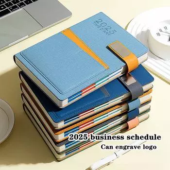 Деловой календарь на 2025 год, кожаный формат А5, внутренние страницы на английском языке, ежедневник для студентов, дневник учета на 365 дней, блокнот, заметки, 200 листов A5