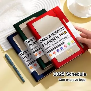 Деловой календарь на 2025 год, кожаный формат А5, внутренние страницы на английском языке, ежедневник для студентов, дневник учета на 365 дней, блокнот, заметки, 200 листов A5