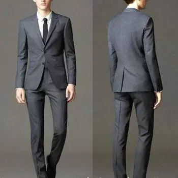 Деловой костюм мужской модный комплект из двух предметов деловой повседневный серый черный синий блейзер брюки свадебное платье корейский костюм мужской XXXXL чёрный