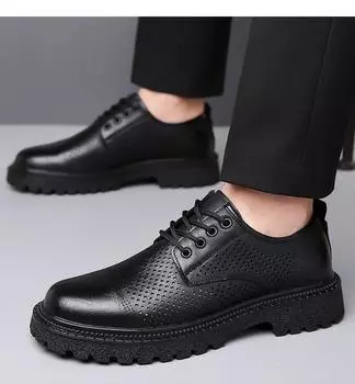 Деловой костюм новые дышащие сандалии осенние кожаные туфли мужские на толстой подошве полые осенние дезодорант дырявые туфли мужские осенние 39