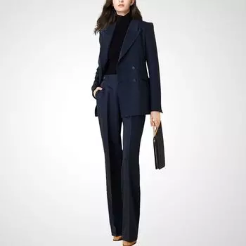 Деловой костюм в западном стиле, с темпераментом осенней богини Navy blue S