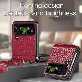 Деловой кожаный чехол с полной защитой для Samsung Galaxy Z Flip 4 5g Flip4 противоударный слот для карт сумка для мобильного телефона Funda for Samsung Z Flip 4 чёрный