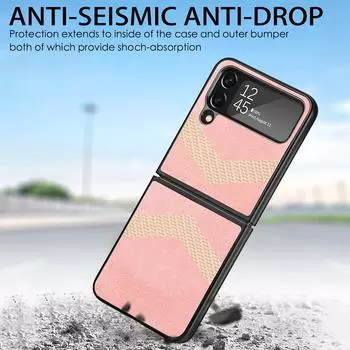 Деловой кожаный чехол с защитой от отпечатков пальцев для Samsung Z Flip4 5g, чехлы с защитой от падения для Samsung Galaxy Z Flip 4 Flip4 Zflip4 for Samsung Z Flip 4 чёрный