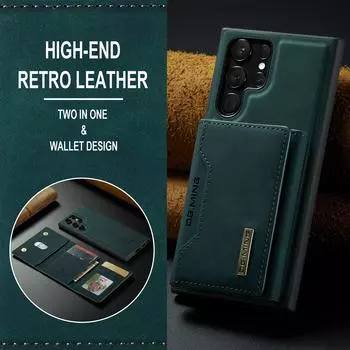 Деловой магнитный кожаный чехол-кошелек для Samsung Galaxy S22 Ultra S22ultra 5g S 22 Plus, противоскользящий защитный чехол Funda for Galaxy S22 Ultra зелёный
