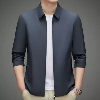 Деловой мужской пиджак из шелка тутового шелкопряда для папы среднего возраста, большой топ с лацканами, тонкая повседневная мужская куртка на весну и осень 170