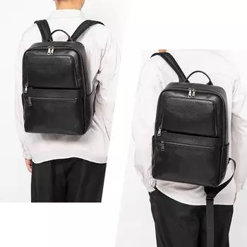 Деловой мужской рюкзак из натуральной кожи, верхний слой из коровьей кожи растительного дубления, большой емкости, повседневная модная мужская сумка чёрный