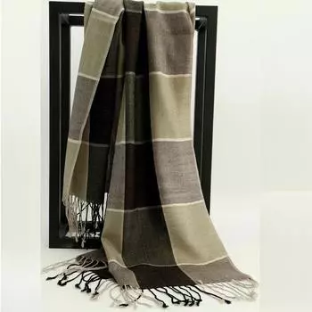 Деловой мужской шерстяной шарф в клетку на осень и зиму, теплый шарф в британском стиле, шарф с узором «елочка» 180 серый