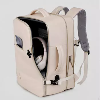 Деловой рюкзак из ткани Оксфорд, рабочая сумка для 16-дюймового компьютера, офисные поездки для авиакомпаний бежевый