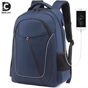 Деловой рюкзак, мужской USB, простая компьютерная сумка из ткани Оксфорд, студенческая школьная сумка синий