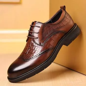 Деловые кожаные туфли Мужские кожаные повседневные мужские туфли Brock Carved British Commuter Shoes 38