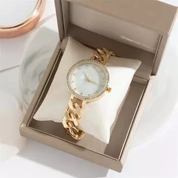 Деловые кварцевые часы золотого цвета для женщин, модные аналоговые наручные часы золотой