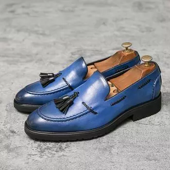 Деловые лоферы, мужская офисная свадебная дизайнерская обувь для вождения, без шнуровки, топсайдеры для мужчин, повседневные винтажные мокасины с кисточками 41 зелёный