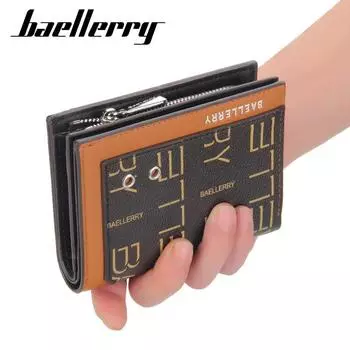 Деловые мужские короткие кошельки на молнии Кошельки из искусственной кожи с держателем для карт Кошелек для монет 12.6cm*10cm*3cm чёрный