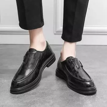 Деловые мужские кожаные туфли Классические и универсальные туфли в джентльменском стиле для отдыха на природе, вечеринки, для взрослых, офиса, свадьбы, платья, жениха 38 чёрный