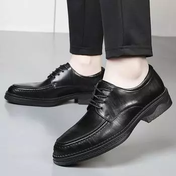 Деловые мужские кожаные туфли, классические, высокого качества, для джентльмена, для отдыха, вечеринки, офиса, для взрослых, элегантные, свадебные, для жениха 38 чёрный