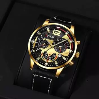 Деловые мужские кварцевые часы с календарем, модные мужские повседневные наручные часы из искусственной кожи, спортивные часы, идеальный выбор для подарков мужчинам