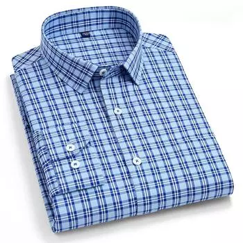 Деловые мужские рубашки из чистого хлопка в клетку для отдыха с длинным рукавом, осень-весна Sinwoyan 38