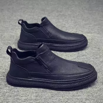 Деловые мужские туфли Chef нескользящие и водонепроницаемые полностью черные износостойкие модные кожаные туфли мужские повседневные с одной педалью трудовое страхование 39