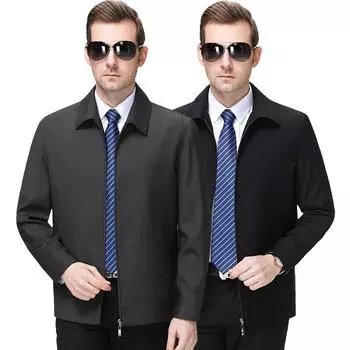 Деловые пиджаки для мужчин среднего и пожилого возраста на весну и осень с лацканами, свободные простые пиджаки больших размеров, высококачественная шерстяная одежда для пап. 165