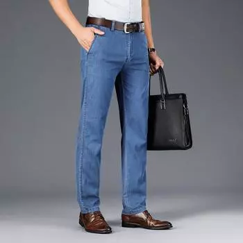 Деловые повседневные хлопковые эластичные джинсы. Мужские повседневные брюки из хлопка с крутой текстурой Tencel. 29