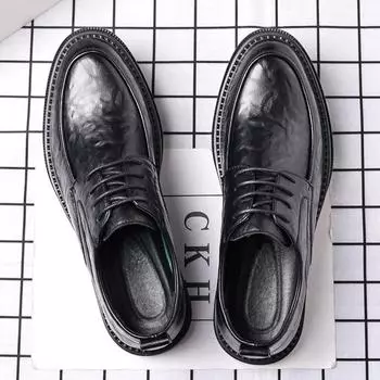 Деловые повседневные кожаные туфли Мужские кожаные туфли Двухслойная дышащая внутренняя часть из коровьей кожи Модные универсальные низкие деловые кожаные туфли 36 чёрный