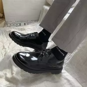 Деловые повседневные кожаные туфли мужские молодежные туфли-оксфорды из яркой кожи свадебные туфли на платформе маленькие кожаные туфли универсальные лоферы 35