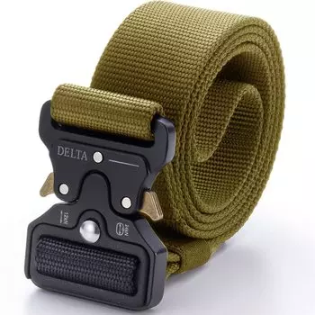 DELTA FIELDS Тактический ремень для выживания, ремень One Touch, пряжка Cobra, снаряжение для выживания, ремень для оружия, военный, работа на открытом воздухе, своими руками (зеленый) зелёный