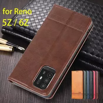 Deluxe Magnetic Adsorption Leather Fitted Case for OPPO Reno 5Z 6Z /Reno5 Z Reno6 Z Flip Cover Protective Case Capa Fundas Coque OPPO Reno 5Z&Only Case