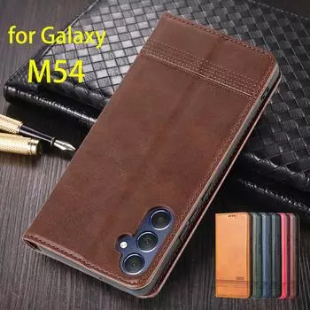 Deluxe Magnetic Adsorption Leather Fitted Case for Samsung Galaxy M54 Flip Cover Protective Case Capa Fundas Coque for Galaxy M54&Only Case