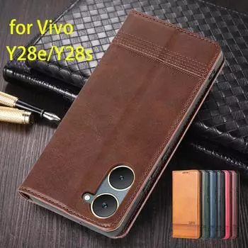 Deluxe Magnetic Adsorption Leather Fitted Case for Vivo Y28e / Vivo Y28s Flip Cover Protective Case Capa Fundas Coque for Vivo Y28e&Only Case