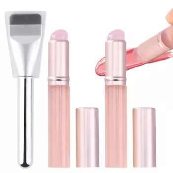 DELUXEFOX Lip Brush Набор кистей для нанесения тональной основы Силиконовая кисть для макияжа Кисть для помады Плоская кисть для макияжа Кисть для консилера с чехлом Удобно брать с собой в путешествия