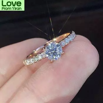 Delysia King женское модное блестящее кольцо с кристаллами, простота, элегантный темперамент, обручальные свадебные украшения 7 розового золота