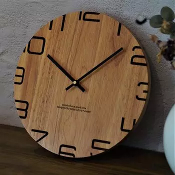 DEMI настенные часы деревянные натуральный интерьер дерево сплошной аналоговый круглый непрерывная секундная стрелка бесшумные гостиная спальня офис 30 см номер LOUS. (Современный