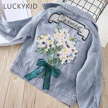 Деминовая куртка для девочек, детская весенняя теплая куртка, модное подростковое пальто с героями мультфильмов, осенние детские джинсы для маленьких девочек, детская верхняя одежда, От 3 до 15 лет 10