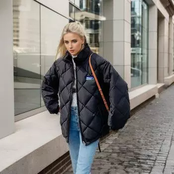 Демисезонная куртка для женщин, зимняя женская свободная куртка со стоячим воротником, хлопковая куртка, женская зимняя короткая куртка на молнии, парки S синий