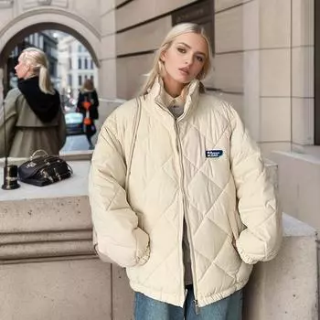 Демисезонная куртка для женщин, зимняя женская свободная куртка со стоячим воротником, хлопковая куртка, женская зимняя короткая куртка на молнии, парки S синий