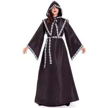 Demon Enchanting Womens Cape Dress In Polyester For Halloween And Stage Use