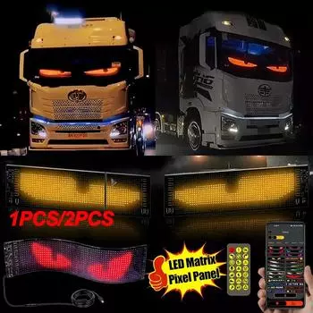Demon Eyes Car LED Logo APP LED Matrix Pixel Panel Scrolling Sign DIY Programmable Flexible LED Display for Car Truck Accessorie 1PCS