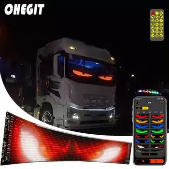 Demon Eyes Car LED Logo APP LED Matrix Pixel Panel Night Light DIY Programmable Flexible LED Display for Car Truck Accessories 1PCS