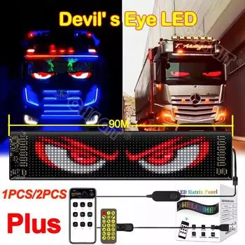 Demon Eyes Car LED Logo APP LED Matrix Pixel Panel Night Light DIY Programmable Flexible LED Display for Car Truck Accessories