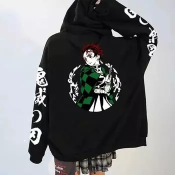 Толстовка с капюшоном Demon Killer Fashion Casual Japanese Anime Hoodie Men S красный