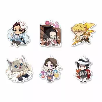 Demon Kimetsu no Yaiba Eform и акриловая шариковая цепочка 2-го выпуска КОРОБКА из 6 предметов Slayer Deco!